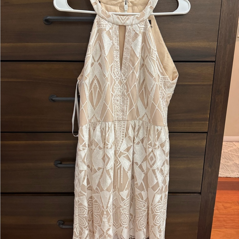 BCBGMaxAzria Cream Halter Sundress for Weddings